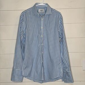 Charles Tyrwhitt Spread Collar Non-Iron Gingham Extra Slim Fit Shirt Light Blue